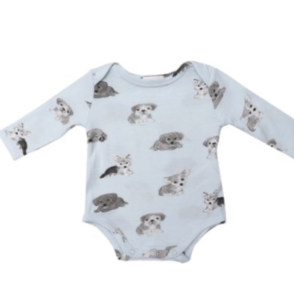 NWT Angel Dear Bamboo Baby Long Sleeve Bodysuit Onesie Blue Puppies 12-18m - Picture 1 of 4
